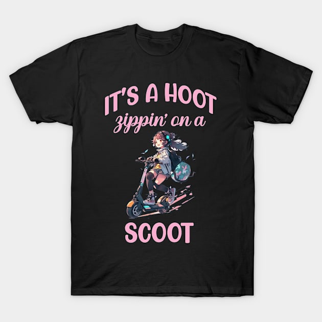 It's a hoot zippin' on a scoot e scooter T-Shirt by Antzyzzz